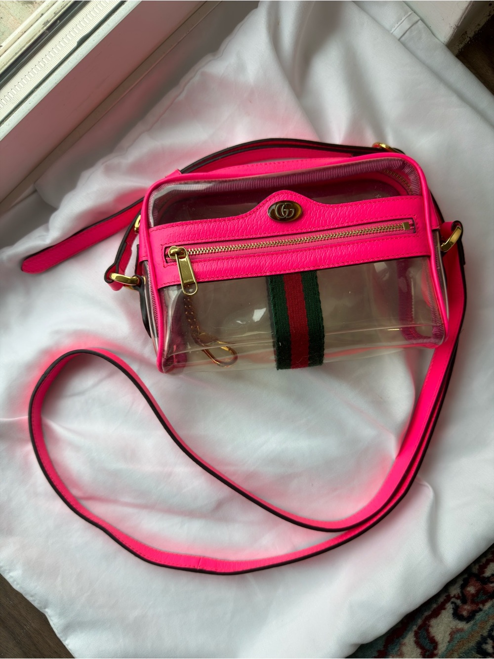 Pink GUCCI Ophidia Clear Shoulder Bag
